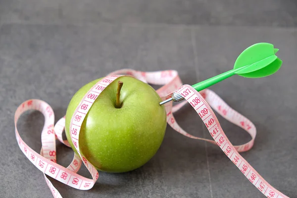 Grüner Apfel Und Gesund Konsumieren Schnell Abzunehmen Grüner Apfel Und — Stockfoto