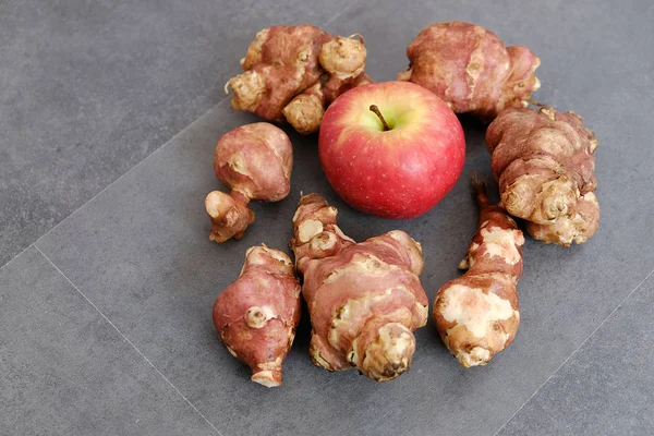 Alcachofa Jerusalén Manzana Roja Excelentes Alimentos Para Dieta Pérdida Peso — Foto de Stock