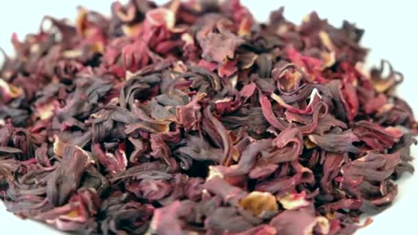 Στεγνό Φυτό Ιβίσκου Περιστρεφόμενη Βάση 360 Μοιρών Πολύ Στενή Μακρο — Αρχείο Βίντεο