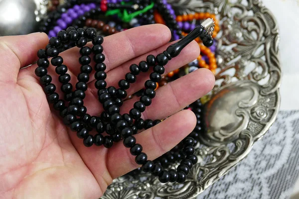 Kerang Dan Tasbih Manik Manik Doa Berwarna Warni Dhikr Dan — Stok Foto