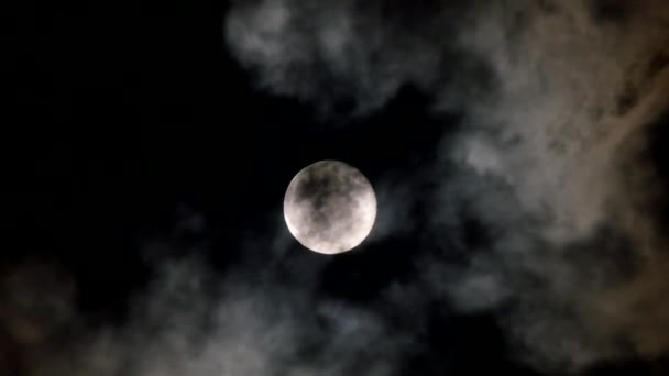 Luna Llena Brillando Cielo Nubes Movimiento Luna Llena — Vídeos de Stock