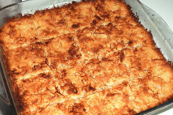 Postre Trigo Rallado Ramadán Cocido Frito Rallado Postre Trigo — Foto de Stock