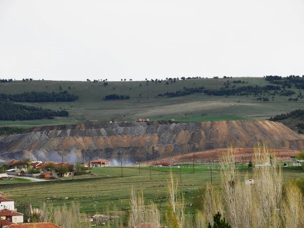 Área Escavação Mina Carvão Carvão Mina Carvão Agora Perturbam Ambiente — Fotografia de Stock