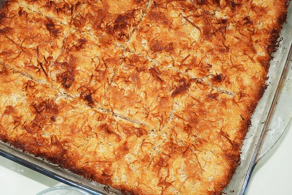 Weizen Dessert Ramdan Geschreddert Gekocht Gebraten Geschreddert Weizen Dessert — Stockfoto