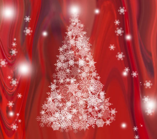 붉은 추상 배경에서 크리스마스 트리 — 스톡 사진