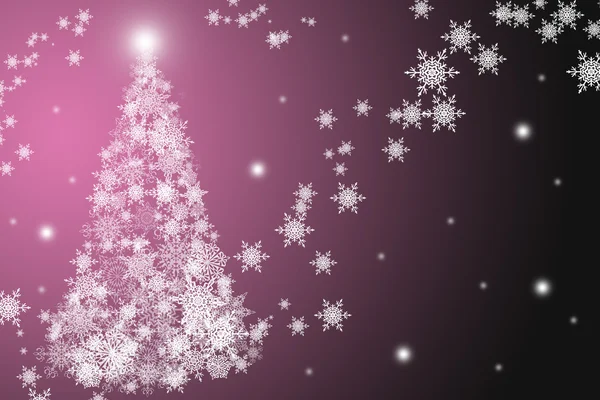 Christmas tree at the pink and black background — Stock Photo, Image