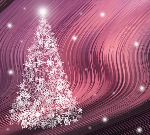 분홍색 파도 추상화 배경에서 크리스마스 트리 — 스톡 사진