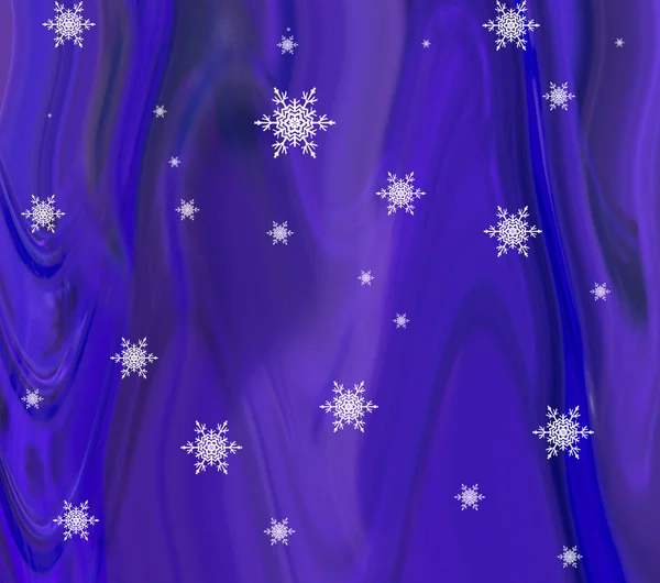 Copos de nieve blancos en el fondo de abstracción azul —  Fotos de Stock