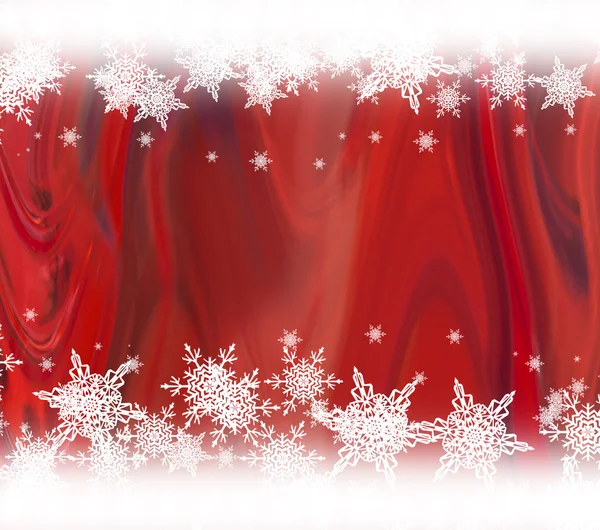 Vita snöflingor på den röda bakgrunden — Stockfoto