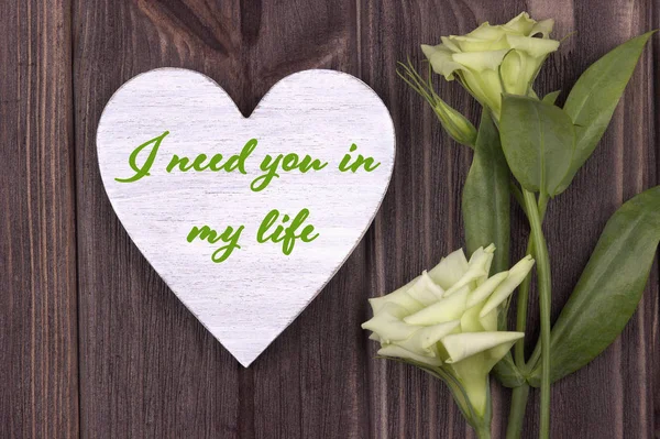 Valentijn kaart met tekst ik heb je nodig in mijn leven groen — Stockfoto