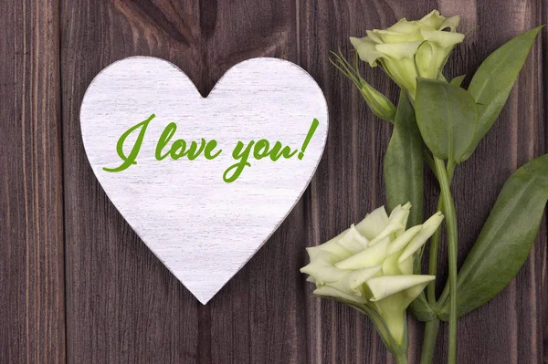 Biglietto di San Valentino con testo Ti amo verde — Foto Stock