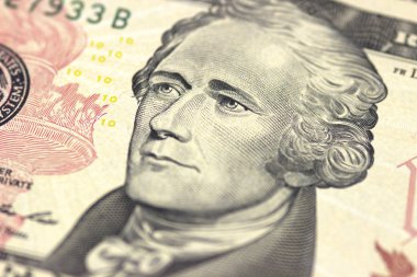 Alexander Hamilton bize on yüz ya da makro, Amerika Birleşik Devletleri para portre 10 dolar bill.