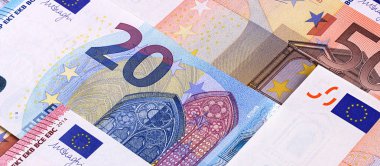 Euro para banknot farklı mezhepleri arka plan soyut.