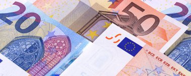 Euro para banknot farklı mezhepleri arka plan soyut.