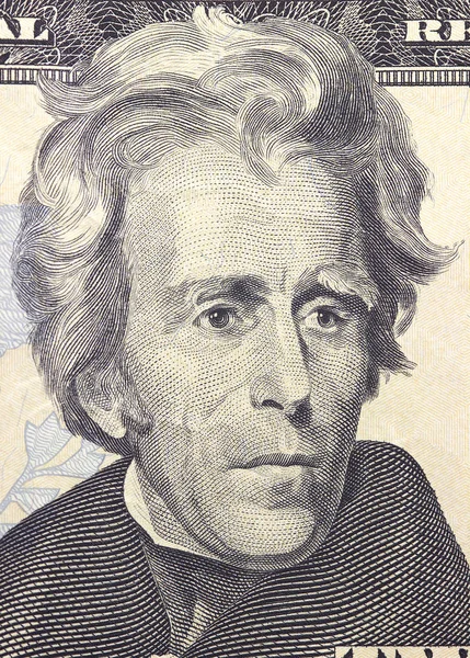 Andrew Jackson αντιμετωπίζουν μας είκοσι ή 20 δολάρια νομοσχέδιο μακροεντολή, Ηνωμένες Πολιτείες χρήματα κινηματογράφηση σε πρώτο πλάνο. — Φωτογραφία Αρχείου