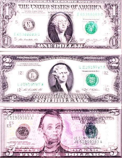 Tagihan dolar abstrak dengan latar belakang denominasi yang berbeda . — Stok Foto