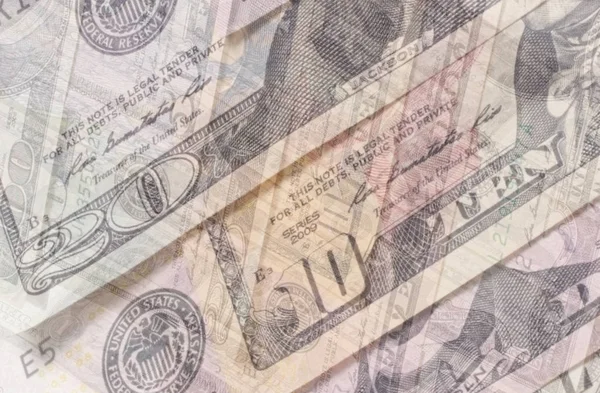 Notas de dólar abstratas de diferentes denominações fundo . — Fotografia de Stock