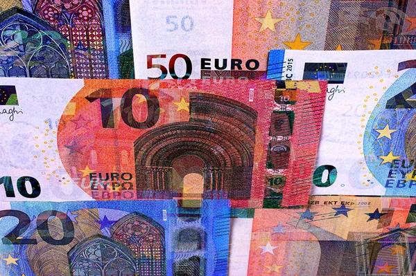 Euro Money Notas de diferentes denominações fundo abstrato . — Fotografia de Stock