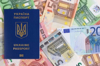 Ukrayna euro para arka plan pasaportla.