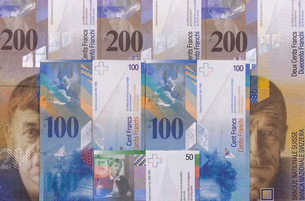 Swiss franc of different abstract money background. — Stock Photo, Image