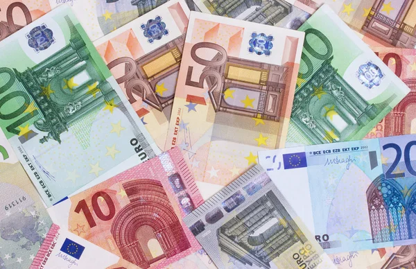 Euro geld van verschillende denominaties abstract achtergrond. — Stockfoto