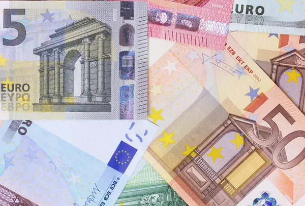 Euro geld van verschillende denominaties abstract achtergrond. — Stockfoto