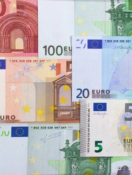 Euro geld van verschillende denominaties abstract achtergrond. — Stockfoto