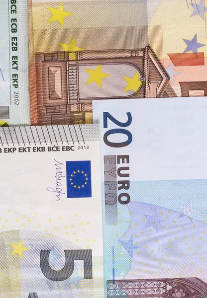 Euro geld van verschillende denominaties abstract achtergrond. — Stockfoto