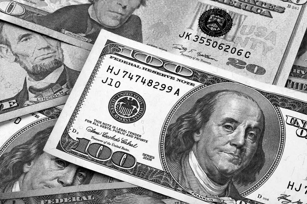 미국 달러 추상 배경 흑인과 백인. — 스톡 사진