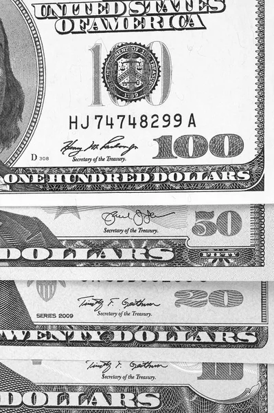 Dollar américain abstrait fond noir et blanc . — Photo