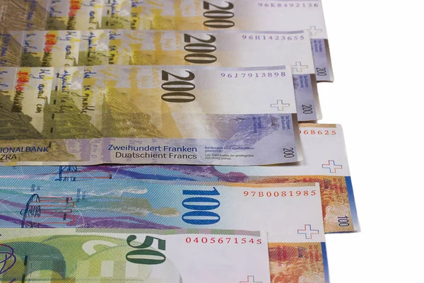 Svájci frankban bill a elszigetelt fehér háttér. — Stock Fotó