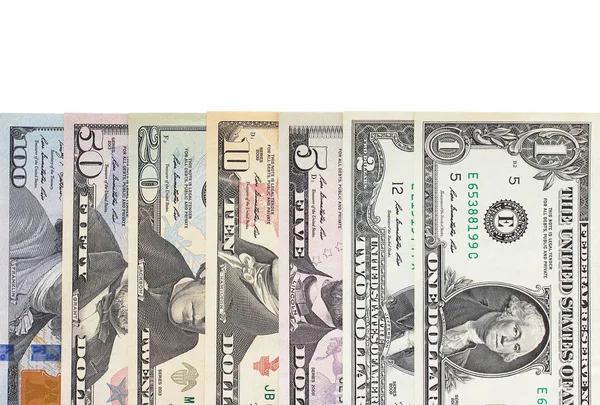 US-Dollarschein isoliert auf weißem Hintergrund. — Stockfoto