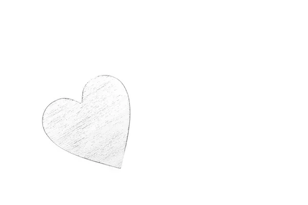 White wooden heart on black and white cardboard background. — Stock Photo, Image