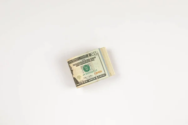 미국의 스택 흰색 배경에 고립 된 20 달러. — 스톡 사진