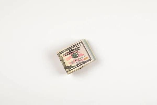 Stack of USA 50 dollars isolated on white background. — Stock Photo, Image