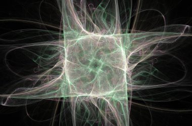 Siyah arka planda yeşil beyaz fraktal ile güzel soyut desen. Soyut grafik desen.