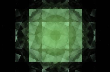 Siyah arka planda yeşil kare fraktal desen. Mozaik desen. Dijital stil. Süs illüstrasyonu