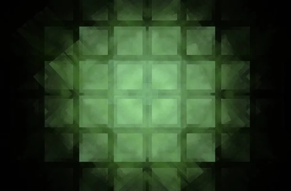 Siyah Arka Planda Yeşil Kare Fraktal Desen Mozaik Desen Dijital — Stok fotoğraf