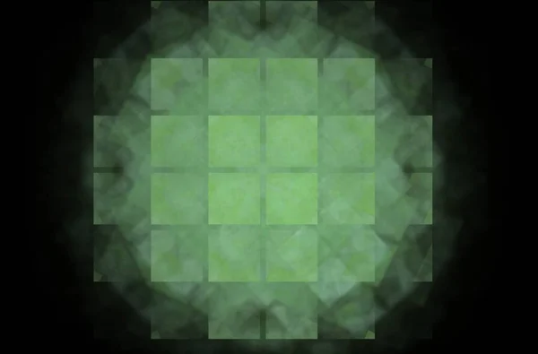 Πράσινο Τετράγωνο Φράκταλ Μοτίβο Μαύρο Φόντο Ψηφιδωτή Υφή Ψηφιακό Στυλ — Φωτογραφία Αρχείου