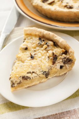 Tavuk mantar ve peynir ile tart