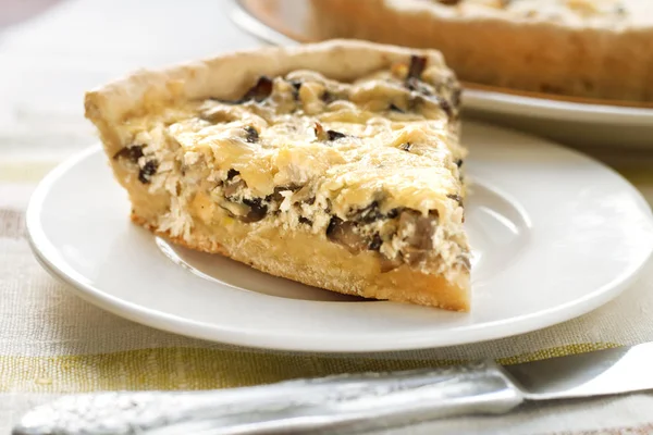 Tavuk mantar ve peynir ile tart