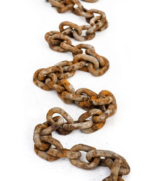 Large Old Rusty Chain White Background — Stock Photo, Image