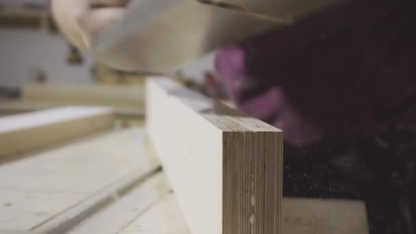 Industrieller Tischler Der Holz Verarbeitet — Stockvideo