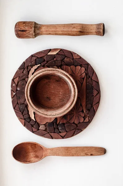 Vintage kitchen utensils made of wood