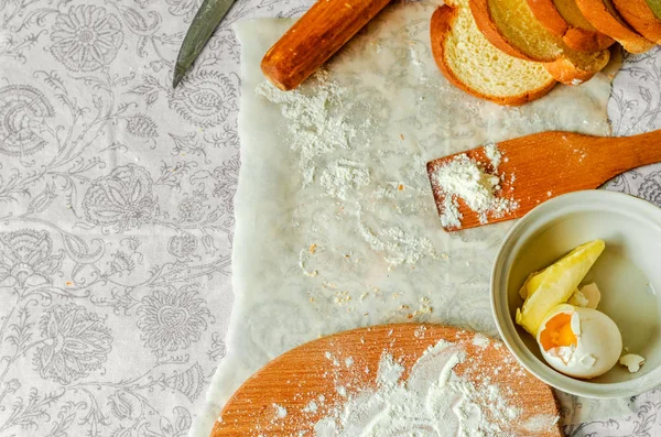 Cooking flour products in the kitchen