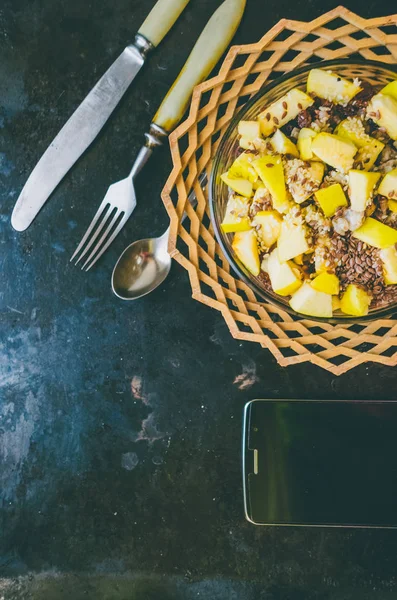 Piatto Farina Avena Con Mele Cannella — Foto Stock