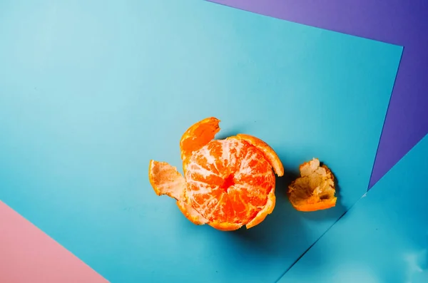 orange mandarin orange. useful fruit. view from above. minimalism
