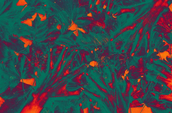 Cadılar bayramı için korkunç eller. Şeytanlar. Asit rengi. Yukarıdan görünüm