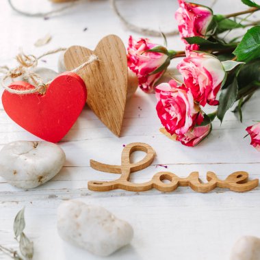 Mesaj aşk iki kalp - Sevgililer günü kavramı ile