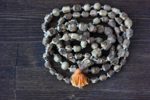 Japa mala tesbih - Hinduizm ve hare krishna ilahi için Mehmet ağaçtan yapılmış buddism tespih